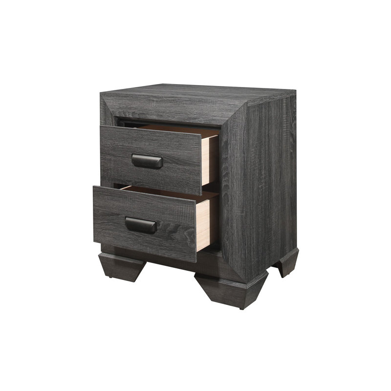 Ensemble de chambre à coucher en faux bois 3 et 2 Evynn Ange, gris, Double