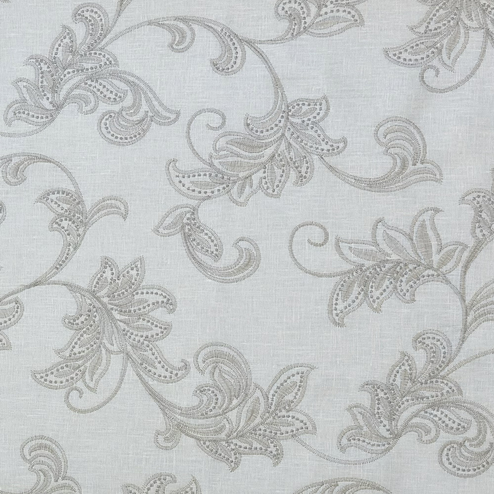 96" Rod Pocket/Back Tab Single Lining Morgan On White Linen, 50" W x 84" L, Double, Rod Pocket