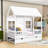 Wooden House-Shaped Bed With Window And Twin Trundle-90915272