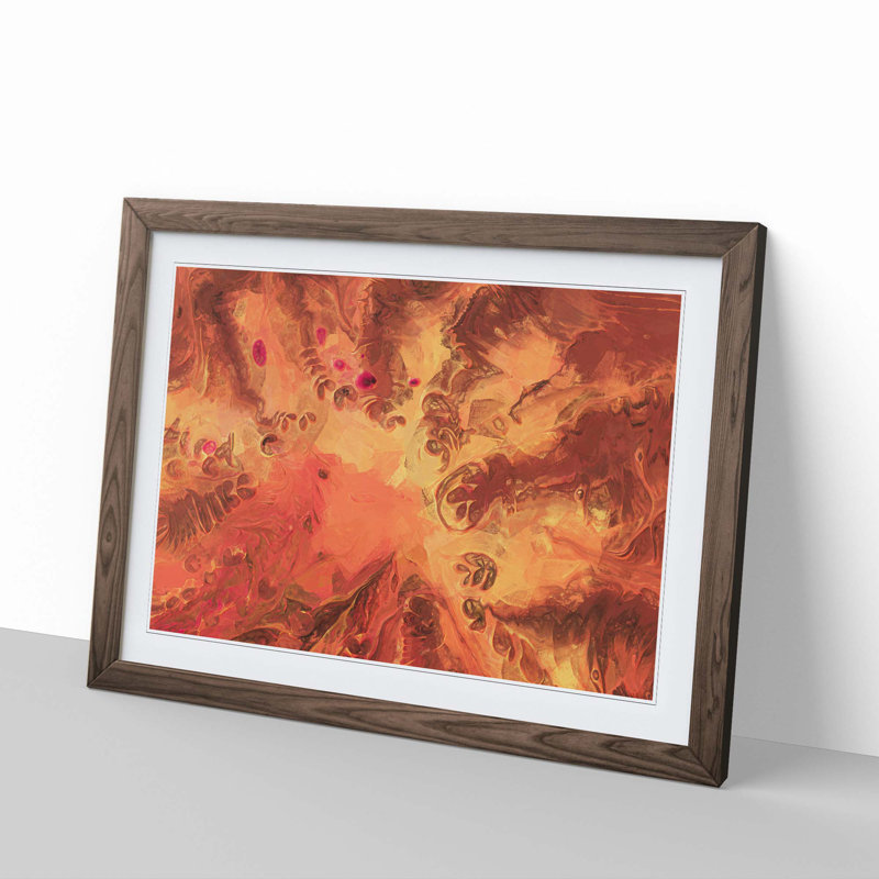 What in the World in Abstract - Picture Frame Graphic Art Print, 35cm H x 50cm W x 2cm D, Walnut