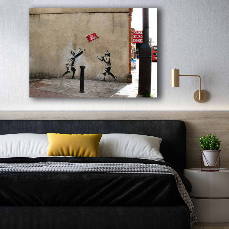 «Children with Red Flag Graffiti», art mural sur toile