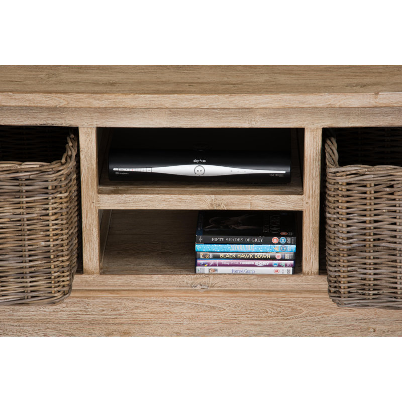 Sol Unfinished TV Stand for TVs up to 78", Natural Whitewash