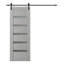 Porte de grange en bois manufacturé et en verre massif Avon 07-04 avec trousse de quincaillerie d'installation-990269837-990270079