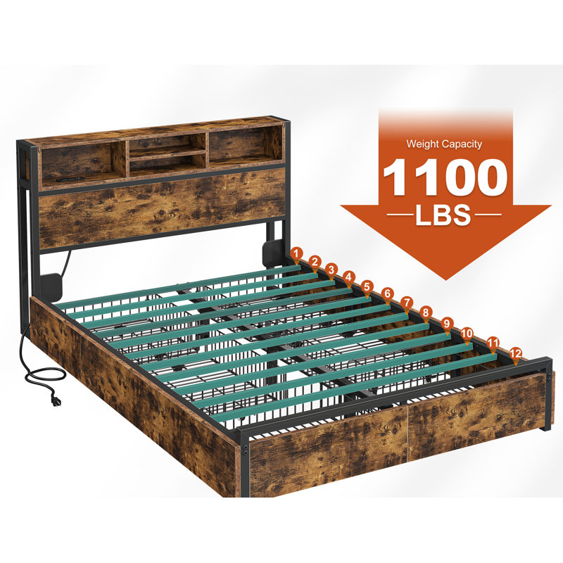 Weissmann Storage Bed, King, Rustic Brown
