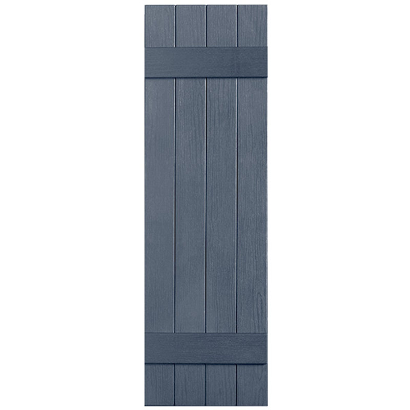 Paire de volets en vinyle fermés à deux lattes et quatre planches, 36 po, Indigo