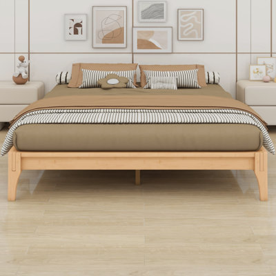 Wood Platform Bed Frame, With Wood Slat Support