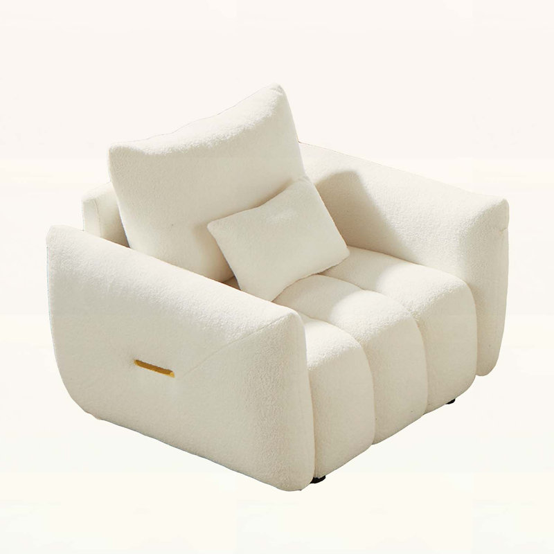 Square Arms Sofa, Beige Teddy, 34.5" H x 36.8" W x 31" D
