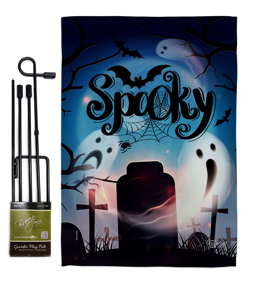 Double Sided 18.5'' H x 13'' W Polyester Halloween Flag Set Ornament Collection
