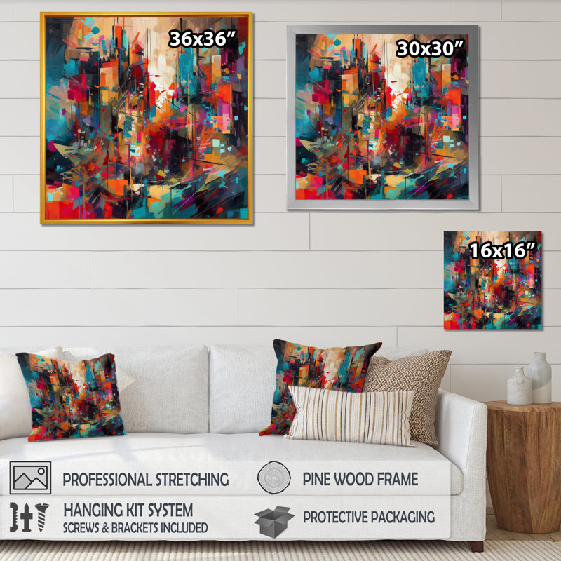 Brickhill Exploring Abstracted Tranquility II - Abstract Geometric Wall Art, Black Picture Framed, 36" H x 36" W x 1.5" D