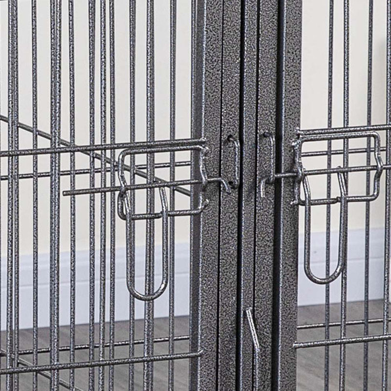 Gray Heavy Duty Stackable Rolling Pet Crate with Divider