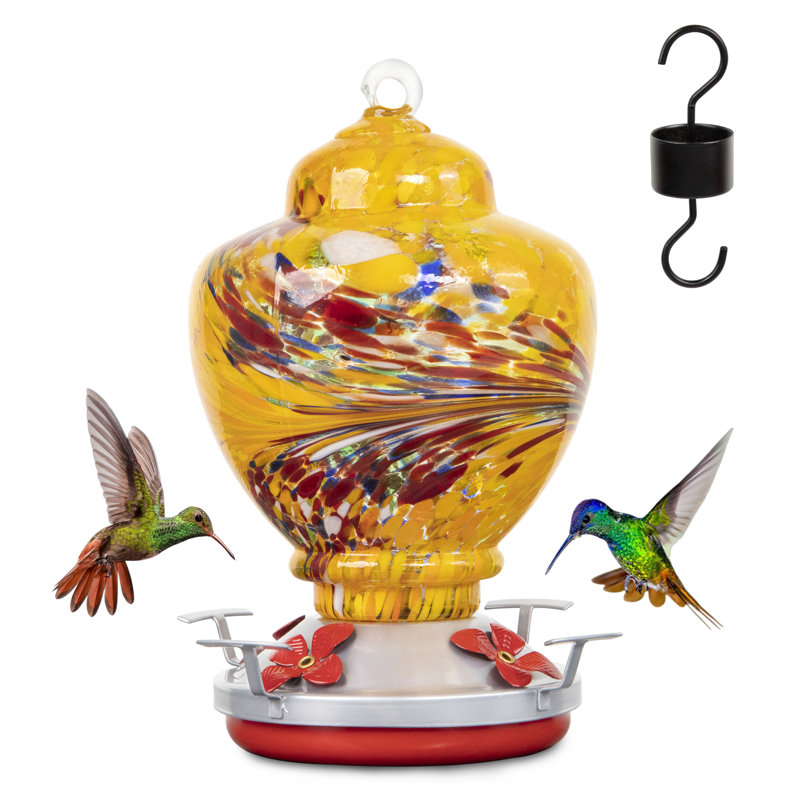 Mangeoire à suspendre en verre pour colibris, Orange