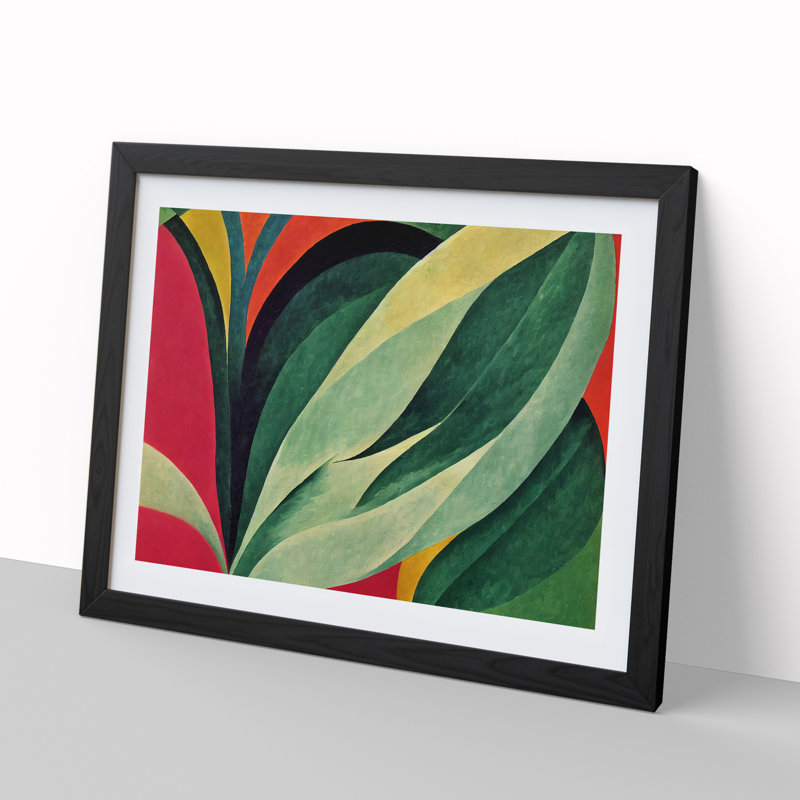Bold Leaf Abstract - Single Picture Frame Painting, Black Framed, 46cm H x 64cm W x 2cm D