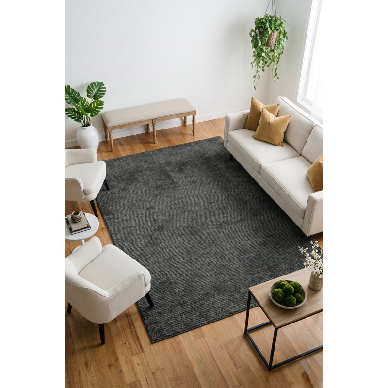 Tapis d'intérieur gris tissé à la main Sita, Gris, Rectangle 9 X 12 (pi)