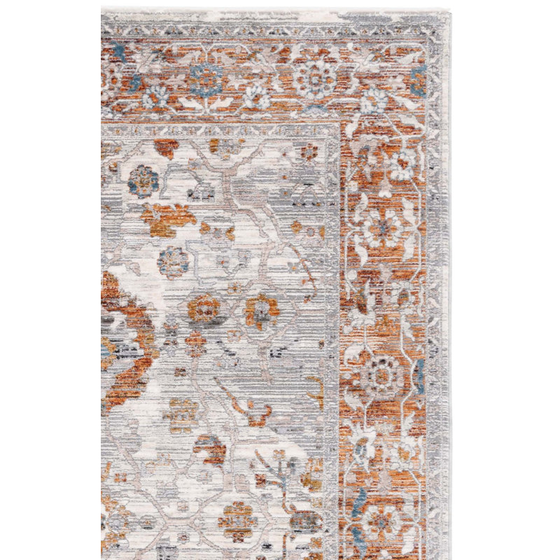 Tapis gris ivoire / rouille Heirloom 724, Rectangle 4 pi x 6 pi