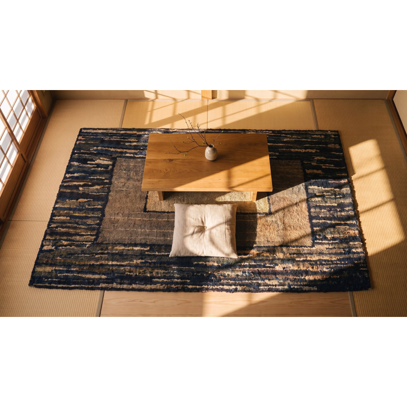 Wool Geometric Area Rug in Gray