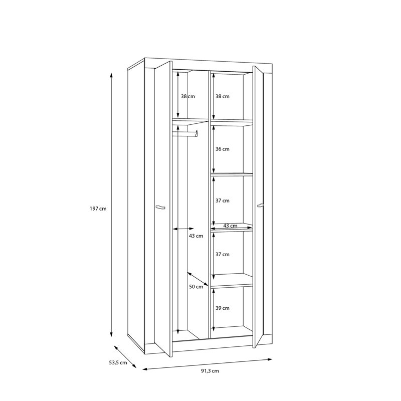 Jamiyah 2 Door Manufactured Wood Wardrobe