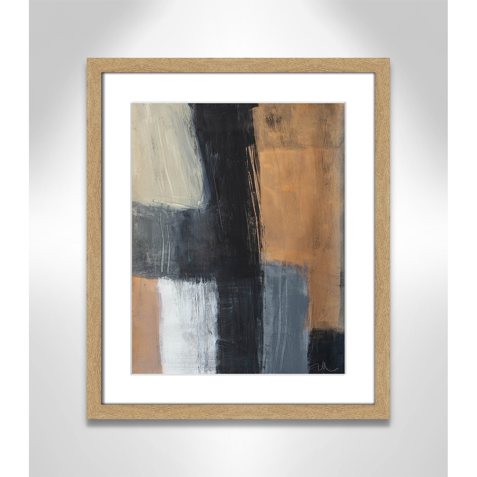 Calderon "Metallic Slate II" Print, No Mat, Natural Woodgrain Single Picture Frame, 19" H x 16" W x 1.25" D