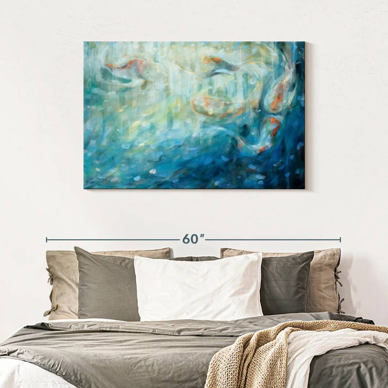Brampt jouant au koi, H 30 po x l 45 po