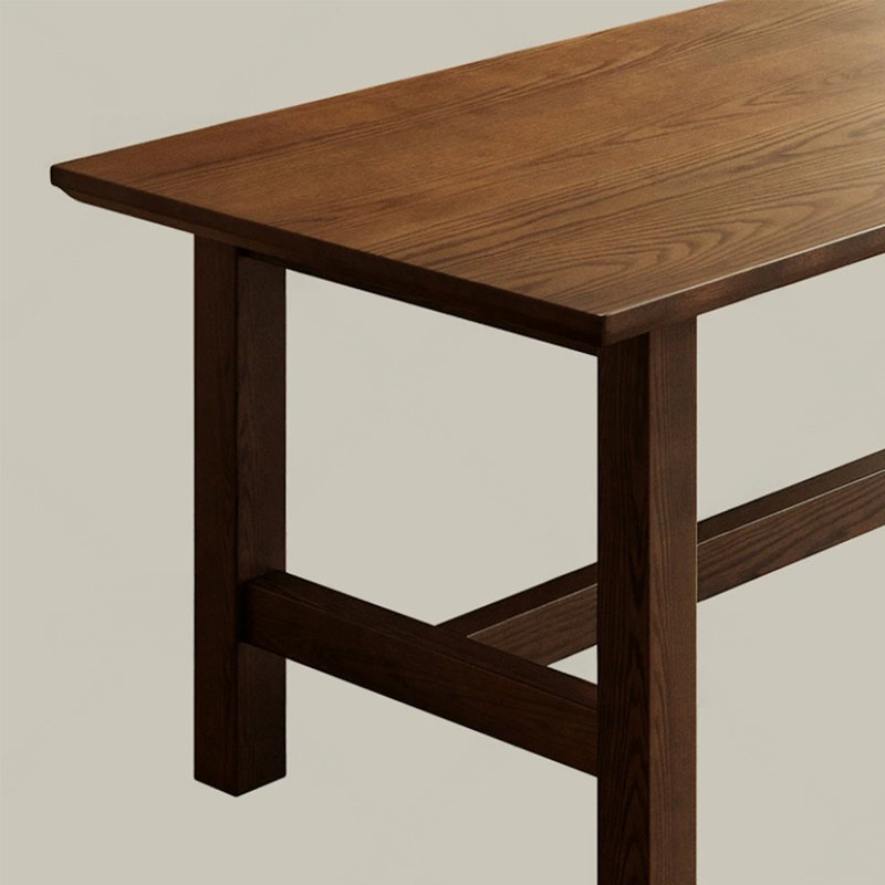 Brown Rectangular Solid Wood Trestle Dining Table, 29.53"H x 78.74"L x 31.50"W