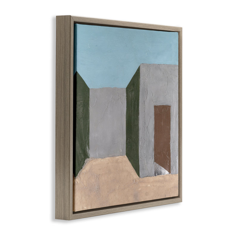 «Grey Rustic Building», art mural encadré par Michael Willett, Cadre flottant orme Montalcino, H 25 po x l 25 po