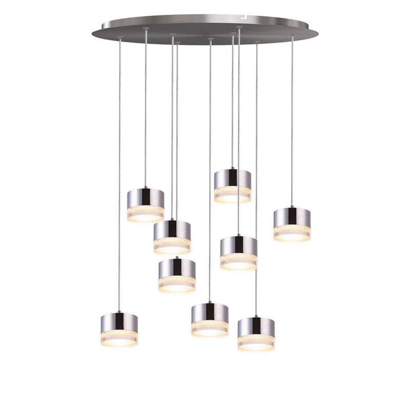 Luminaire suspendu tambour 9 lumières Barnsdall, Chrome