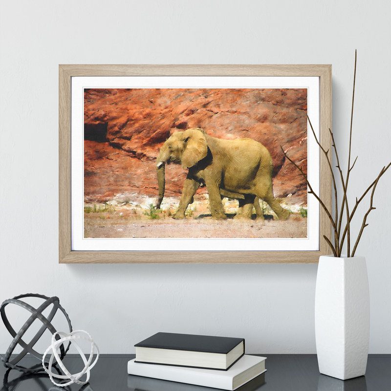 Elephant Vol.6 - Picture Frame Graphic Art, 27cm H x 36cm W x 2cm D, Oak Framed