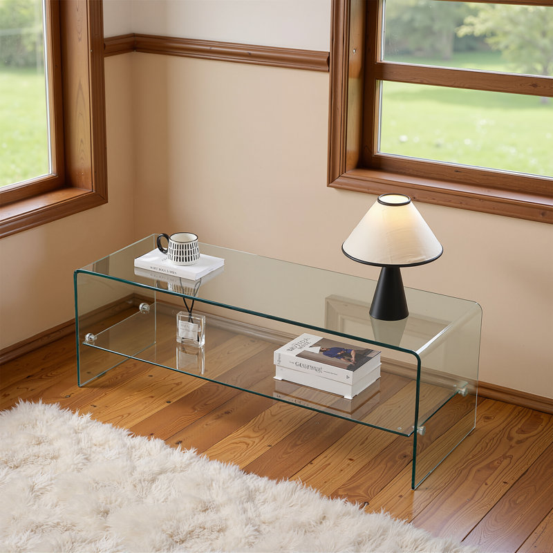 Table d'appoint empilable en verre trempé transparent multi-usages pour le salon, le bureau et l'extérieur