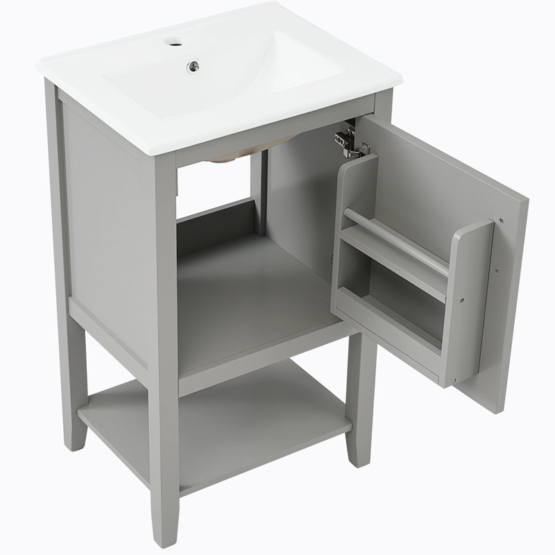 Meuble-lavabo simple 20 po avec plateau en céramique Brihana