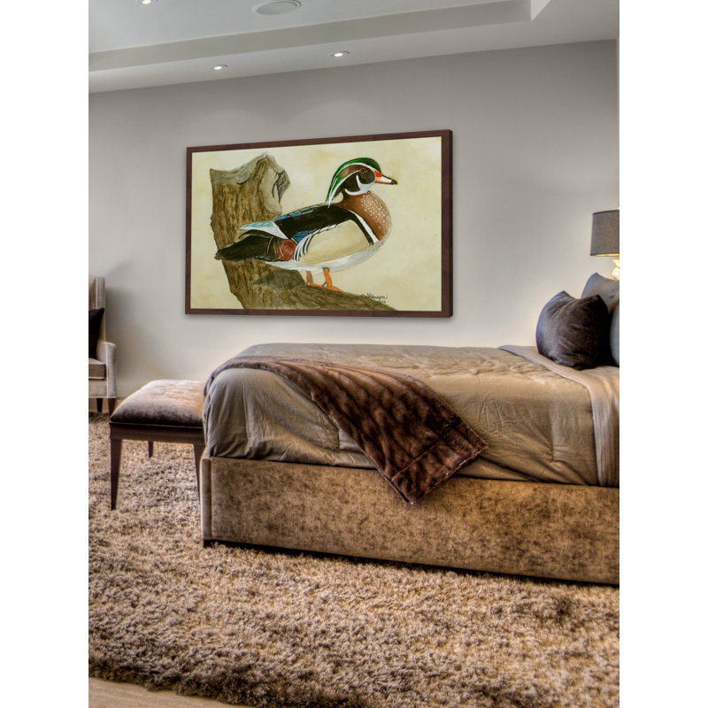« wood duck », reproduction de peinture à l’aquarelle encadrée, H 12 po x l 18 po x P 1,5 po