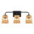 Moonlit Three Light  Armed Sconce Rattan Shade with Black Metal Finish