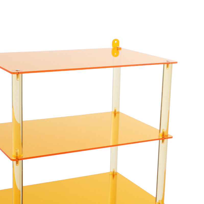 8 Tiers Tall Rectangular Acrylic Floorstanding Shoe Rack Shoe Storage Shelf For Entryway Orange Clear, Orange Clear