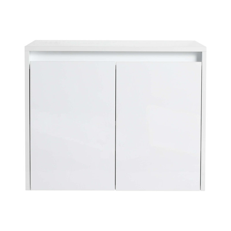 Meuble-lavabo 48 po avec lavabo en résine, portes à fermeture en douceur et armoire murale, fixation à flotteur