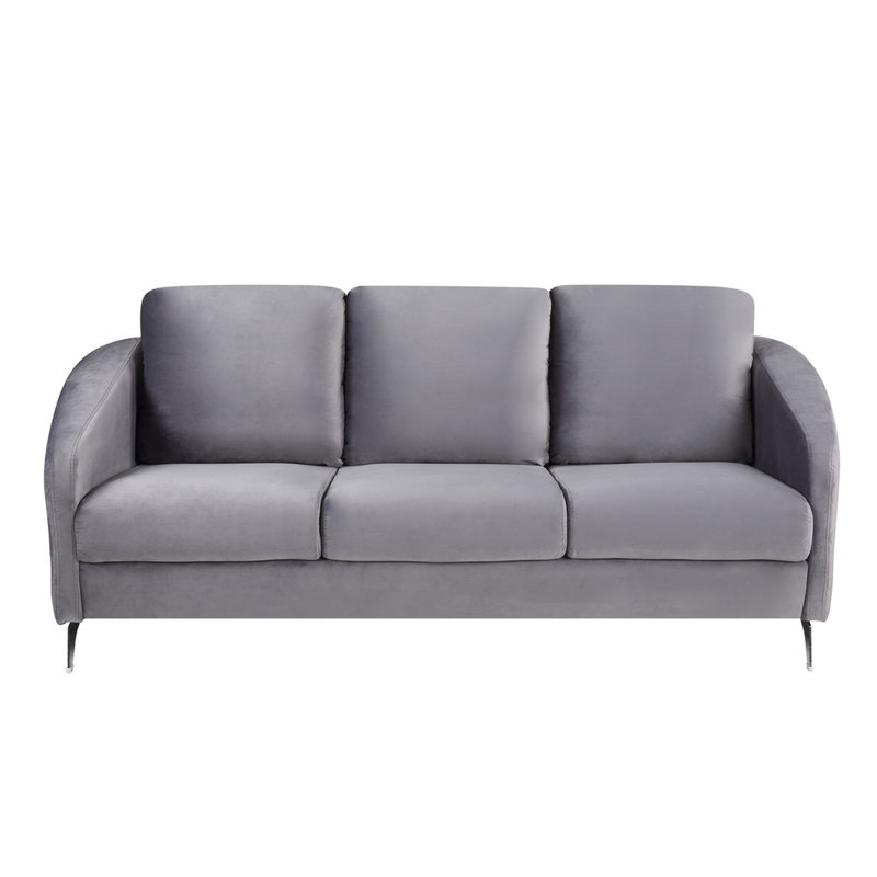 Enchantement: velours gris de 77,5 po, revêtement en velours, coussins de siège non amovibles, ressorts ensachés ensachés,