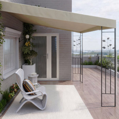 Metal Patio Canopy With Drainage Holes,Outdoor Pergola Canopy,For Backyard, Garden