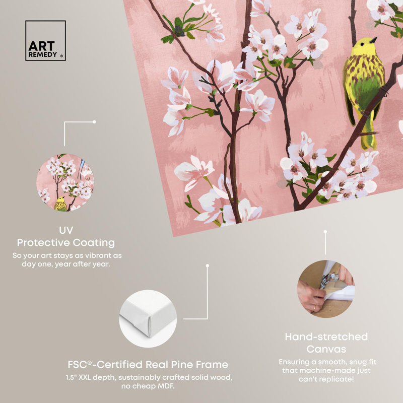 «Little Birds Chirhage Farmhouse», reproduction d'art sur toile par Art Remedy, H 30 po x l 24 po, Toile tendue avec châssis