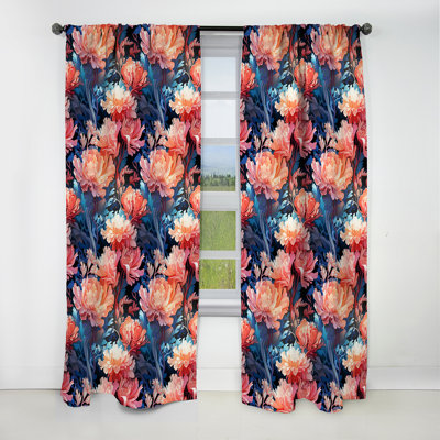 Corail mirage motif tropical III - Rideau floral - Rideau occultant floral - 1 panneau