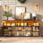 Farmhouse Tv Stand With Sliding Barn Doors & LED Lights,  32" Tall Entertainment Center With Power Outlet For 80 Inch Tv, Rustic Media Console For Living Room-1968961371