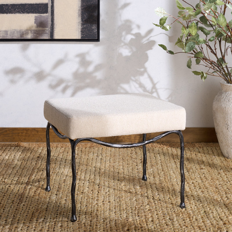 Lacarla Metal Legs Ottoman, Ivoire ivoire