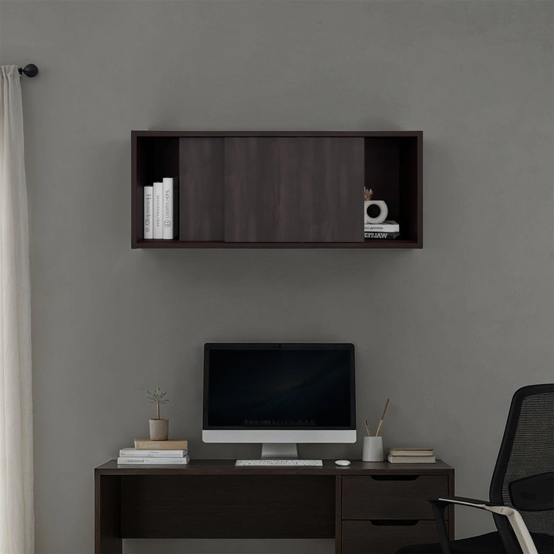 Armoire de rangement murale en noyer teint, Noyer