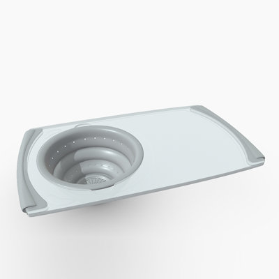 Cutting Board With Strainer White And Grey X1UN