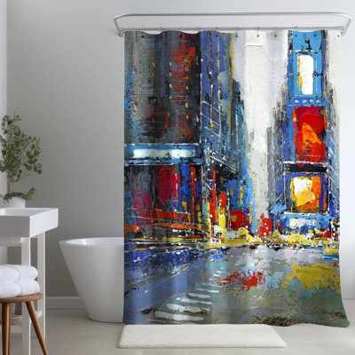 Shower Curtain CI32 – Polyester Shower Curtain, Dye Sublimation Print, 71" W × 74" L