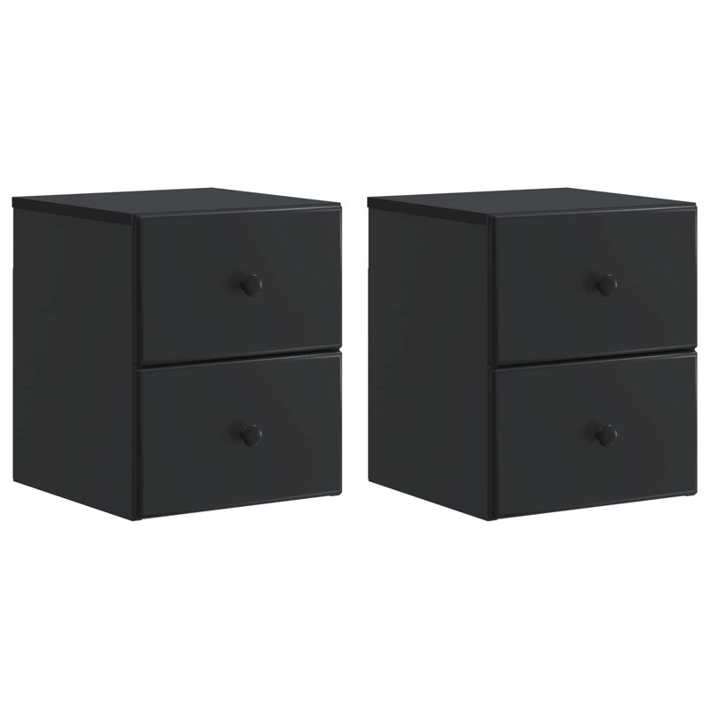 34.5cm W Manufactured Wood Bedside Table, Black
