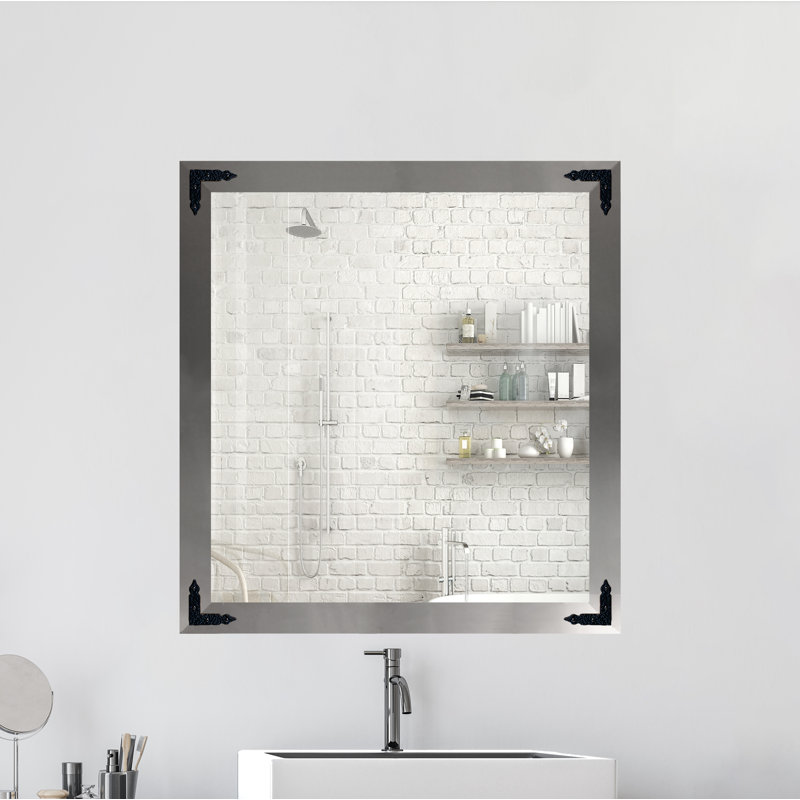 Heavner Flat Wall Mirror, 24" H x 24" W, Silver