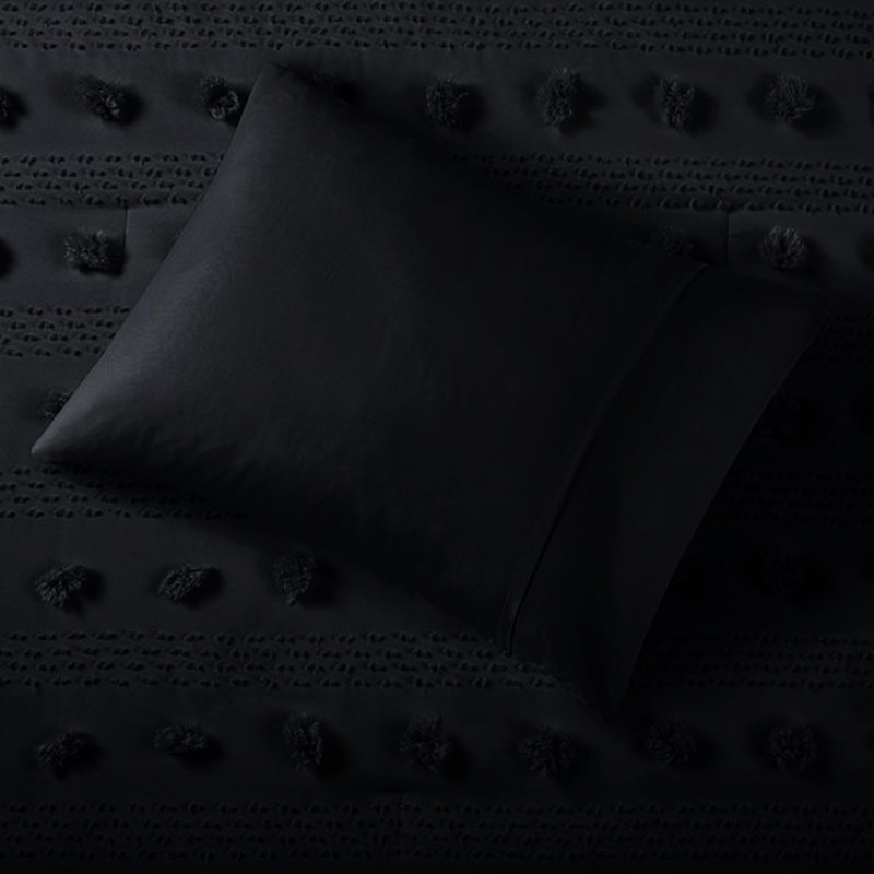 Édredon noir très grand / très grand lit, intérieur en microfibre,, Édredon très grand + 2 taies décoratives, Noir