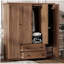 Armoire penderie 4 portes avec 2 tiroirs, brun
