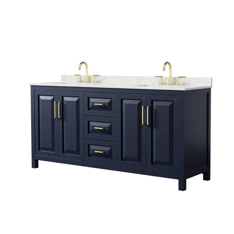 Daria 72'' W Vanity, Giotto Quartz, Blue, Brushed Gold