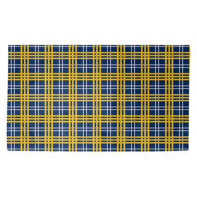 Plaid bleu fait à la main bleu/blanc/jaune Tapis décoratif