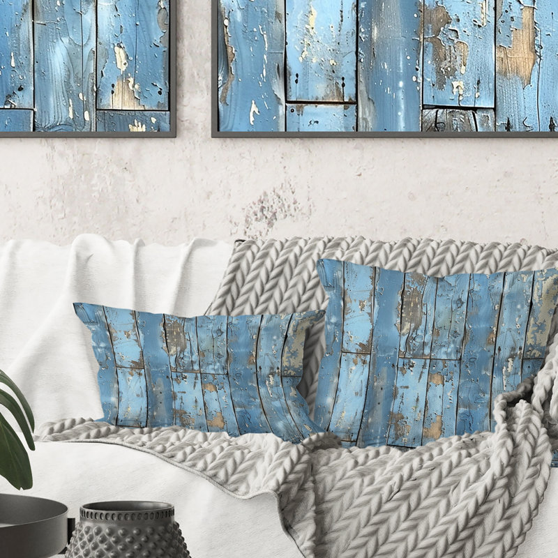 Plancher en bois bleu bébé III - Coussin Farmhouse, H 18 po x l 18 po, Carrée