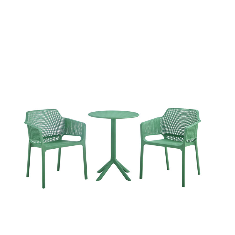 Fauteuil en plastique 3 pièces Bistro GRS Premium Ocean, Vert d’armée