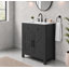 Meuble-lavabo autoportant 30 po noir mat avec lavabo Farmhouse